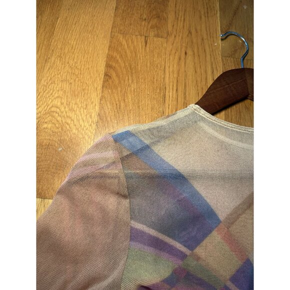 Rainbow Mesh Long-Sleeve Sheer Top – Colorful See-Through Layering Shirt Festiva - Picture 4 of 7